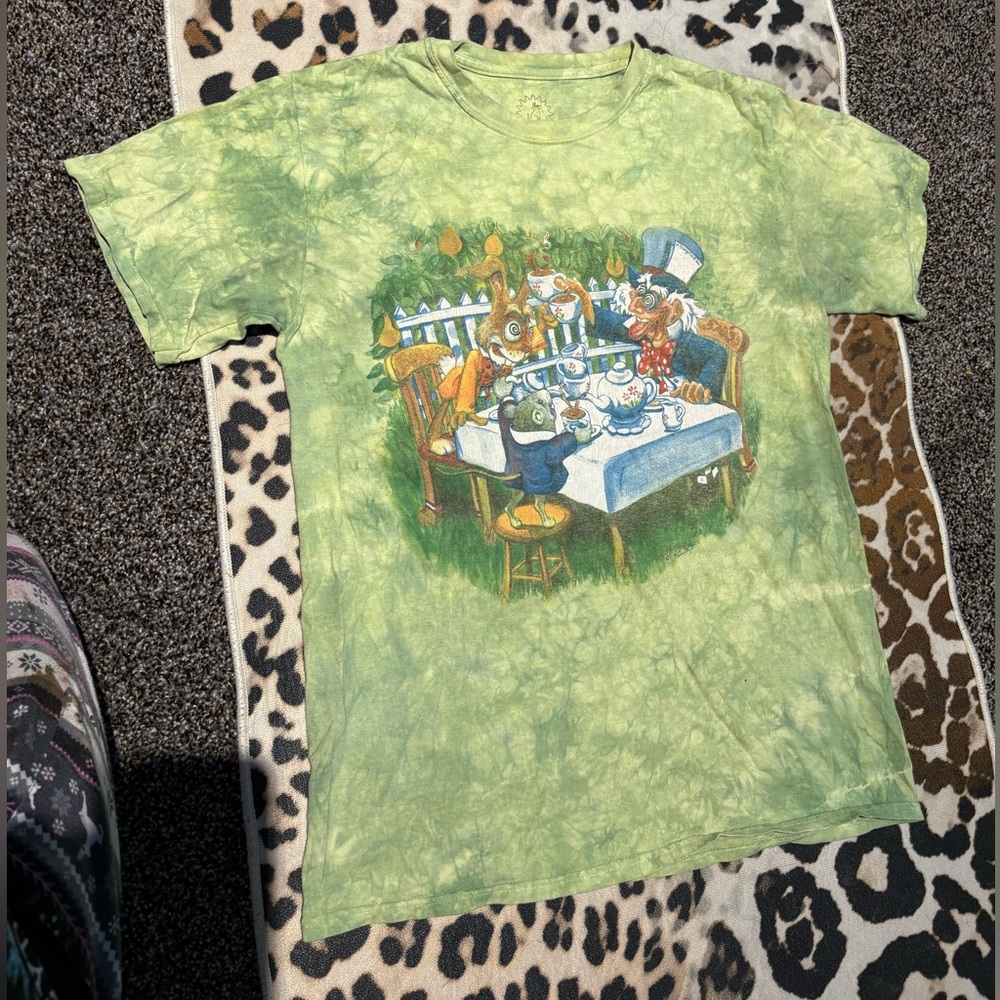 Green Tie-Dye Alice’s Tea party T-Shirt
